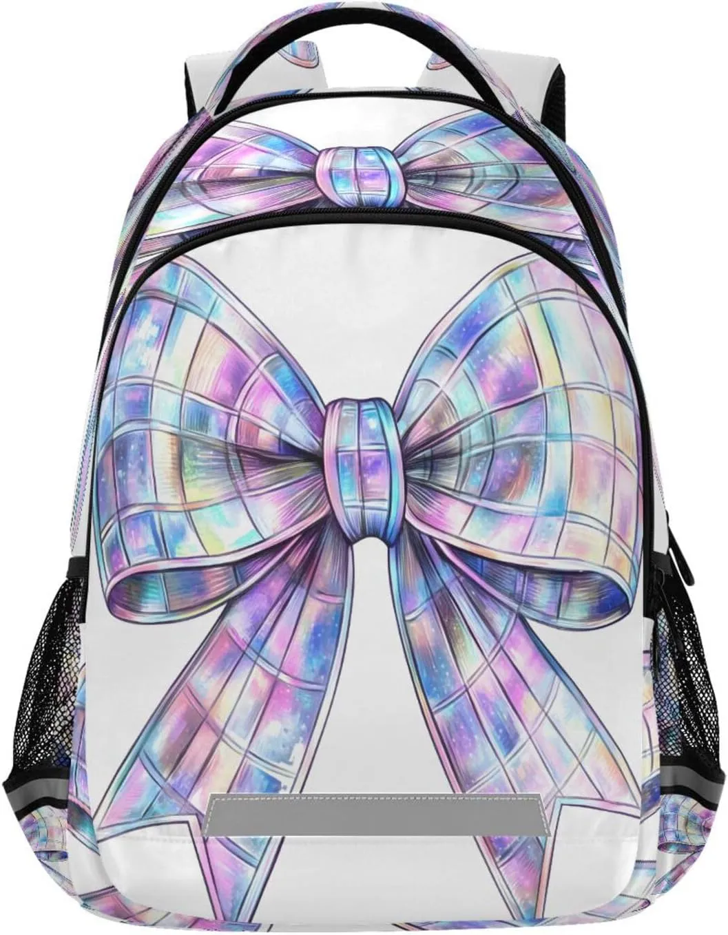 ALAZA Pastel Holographic Bow Backpacks Travel Laptop Daypack School Book Bag for Men Women Teens Kids