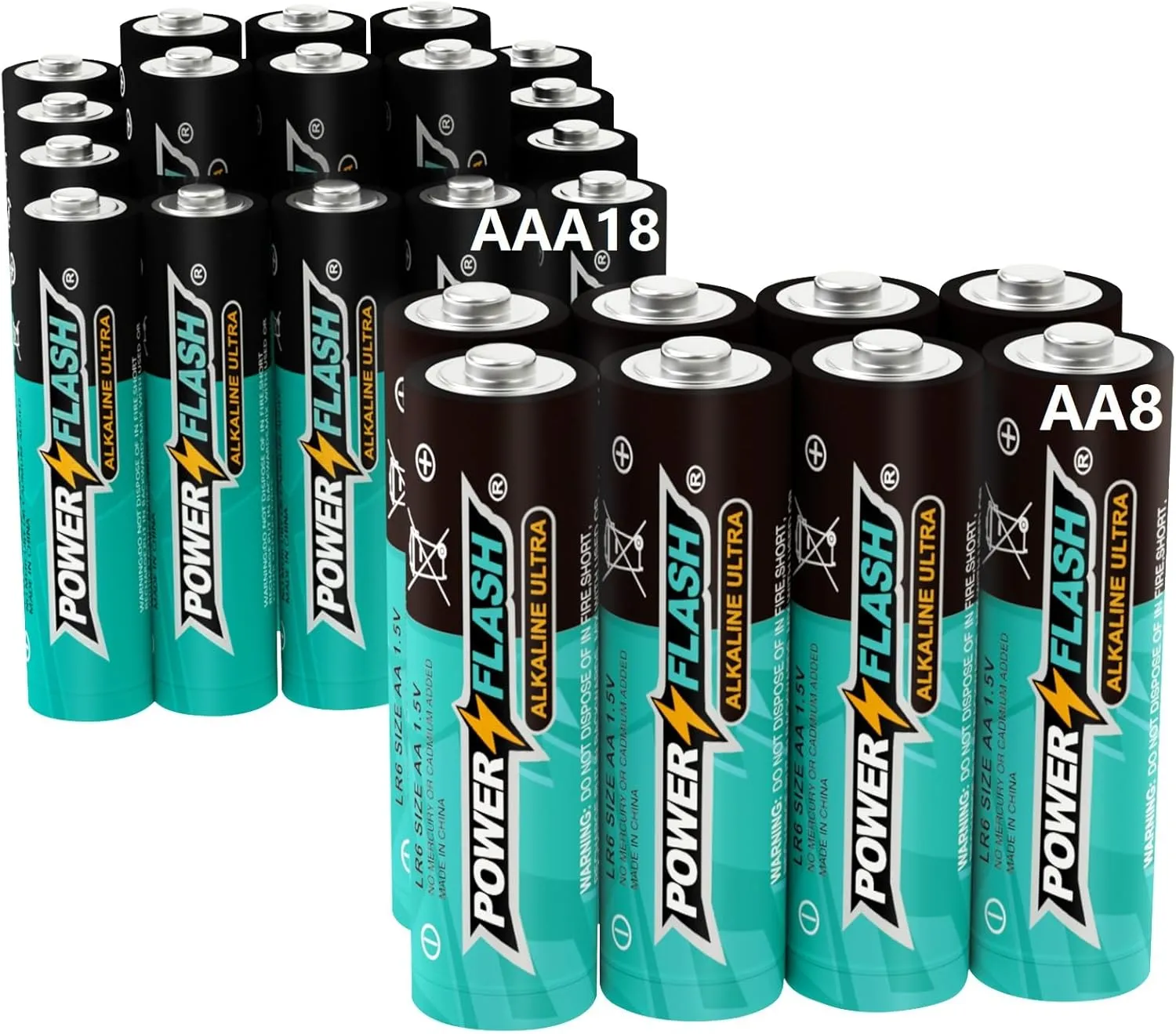 Alkaline AA8 AAA18 Batteries 1.5V Long Lasting Batteries are Ideal for use in high tech Devices, Clocks, remotes, and Other Household Devices.