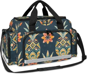 Anti-Scratch Duffle Bag for Travel 25x17.7x11.2 Inch - Waterproof Duffel Bag for Camping Fitness, Durable EMS Gear for First Responders Floral Pineapples