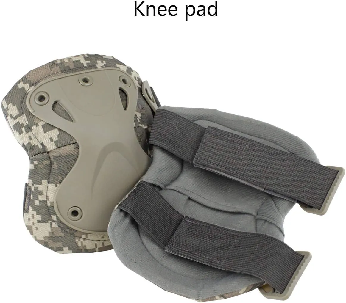 AOUTACC Tactical Combat Knee & Elbow Protective Pads Set for Outdoor CS Paintball Game Cycling Safety Skateboarding Gear Skates Knee Protection Guard Pads