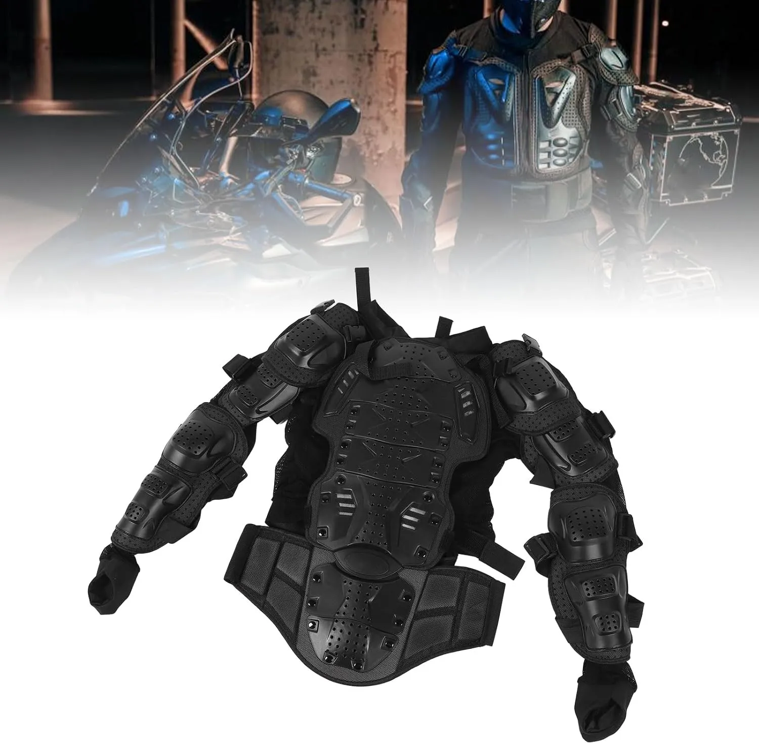 aqxreight Motorcycle Protective Jacket Full Body Armor Back Shoulders Chest Protection Gear for ATV Off Road Vehicles Cycling Motorcycles Ice and Snow Sports Extreme Sports Black