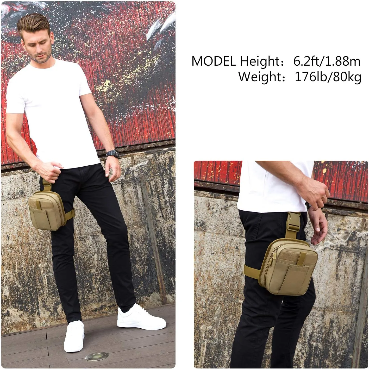 ArcEnCiel Leg Bag Tactical First Aid Pouch Drop Waist Thigh Hip Fanny Pack Tool Gear for Paintball Airsoft Motorcycle Riding