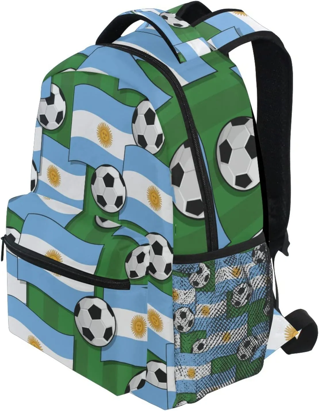 Argentina Flags and Soccer Balls Boys Girls Kids School Backpacks Bookbag, Elementary School Bag Travel Backpack Daypack