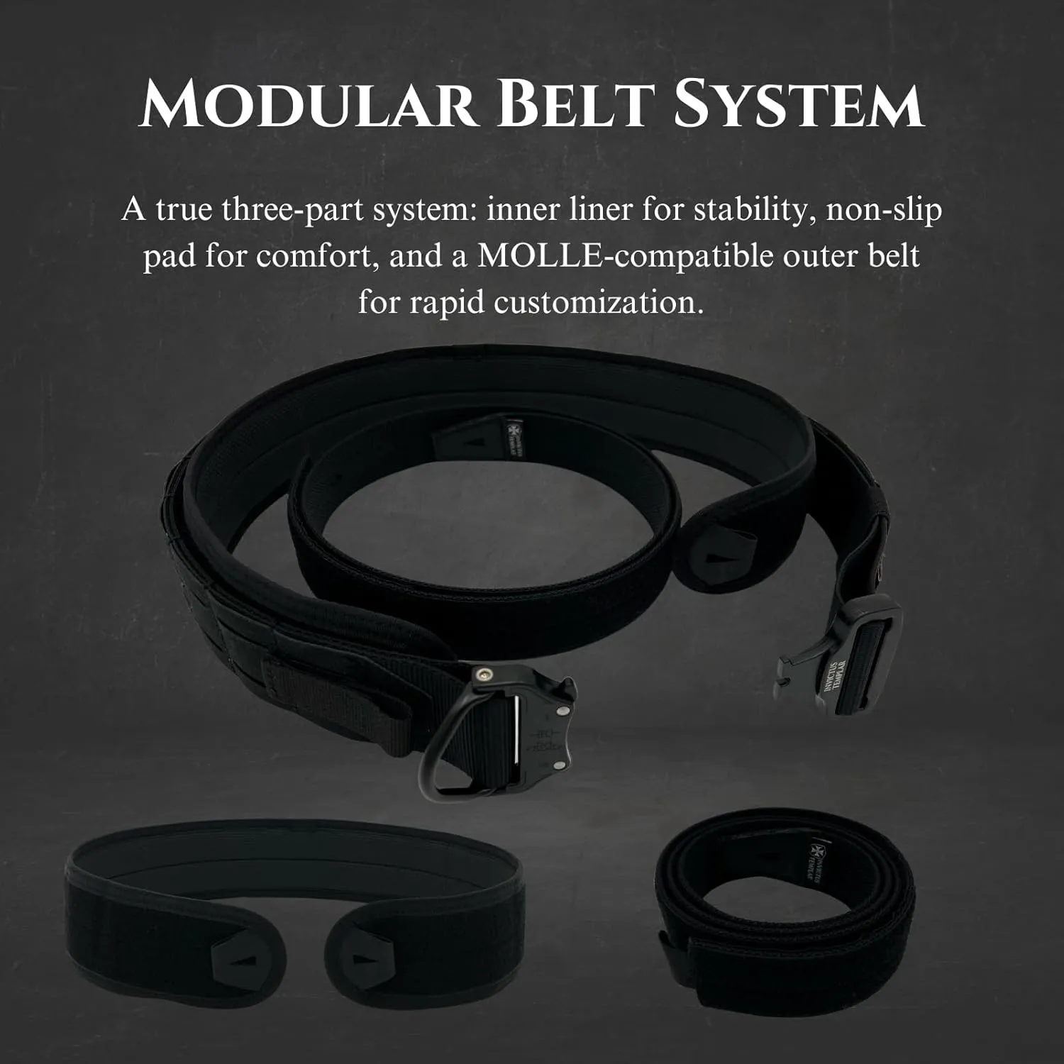 Armiger Modular Tactical Belt - 3-Part 1000D Nylon, Quick-Release Heavy Duty Tactical MOLLE Belt