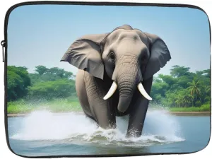 Asian Elephant in The Water Prints Shockproof Portable Laptop Sleeve Bag 17 inch - Protective Case for Men and Women's Business Travel, Office Daily Use