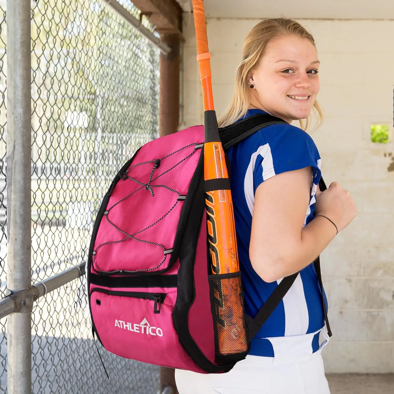 Athletico Baseball Bat Bag - Backpack for Baseball, T-Ball & Softball Equipment & Gear for Youth and Adults | Holds Bat, Helmet, Glove, & Shoes |Shoe Compartment & Fence Hook