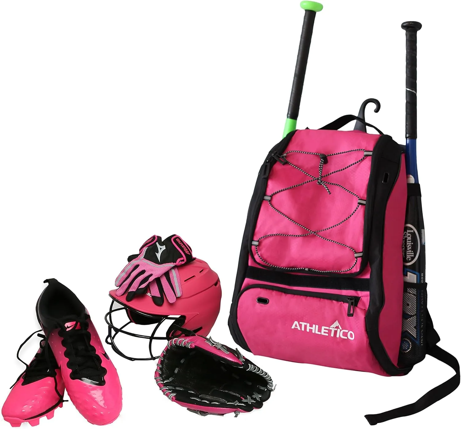 Athletico Baseball Bat Bag - Backpack for Baseball, T-Ball & Softball Equipment & Gear for Youth and Adults | Holds Bat, Helmet, Glove, & Shoes |Shoe Compartment & Fence Hook