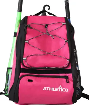Athletico Baseball Bat Bag - Backpack for Baseball, T-Ball & Softball Equipment & Gear for Youth and Adults | Holds Bat, Helmet, Glove, & Shoes |Shoe Compartment & Fence Hook