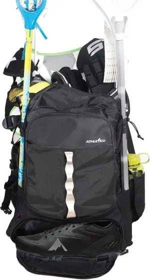 Athletico Extra Large Lacrosse Backpack - Holds Lacrosse & Field Hockey Equipment - Two Stick Holders & Separate Cleats Compartment