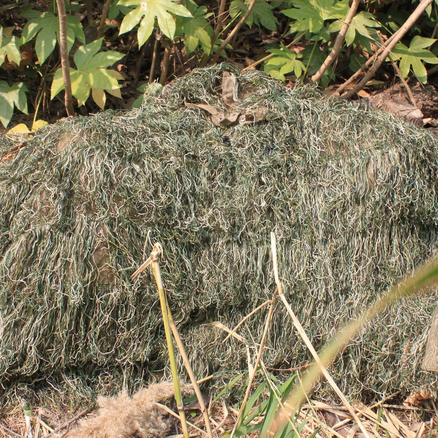 AUSCAMOTEK Ghillie Suit Poncho for Hunting Bird Watch Gilly Camouflage Cloak Green and Desert