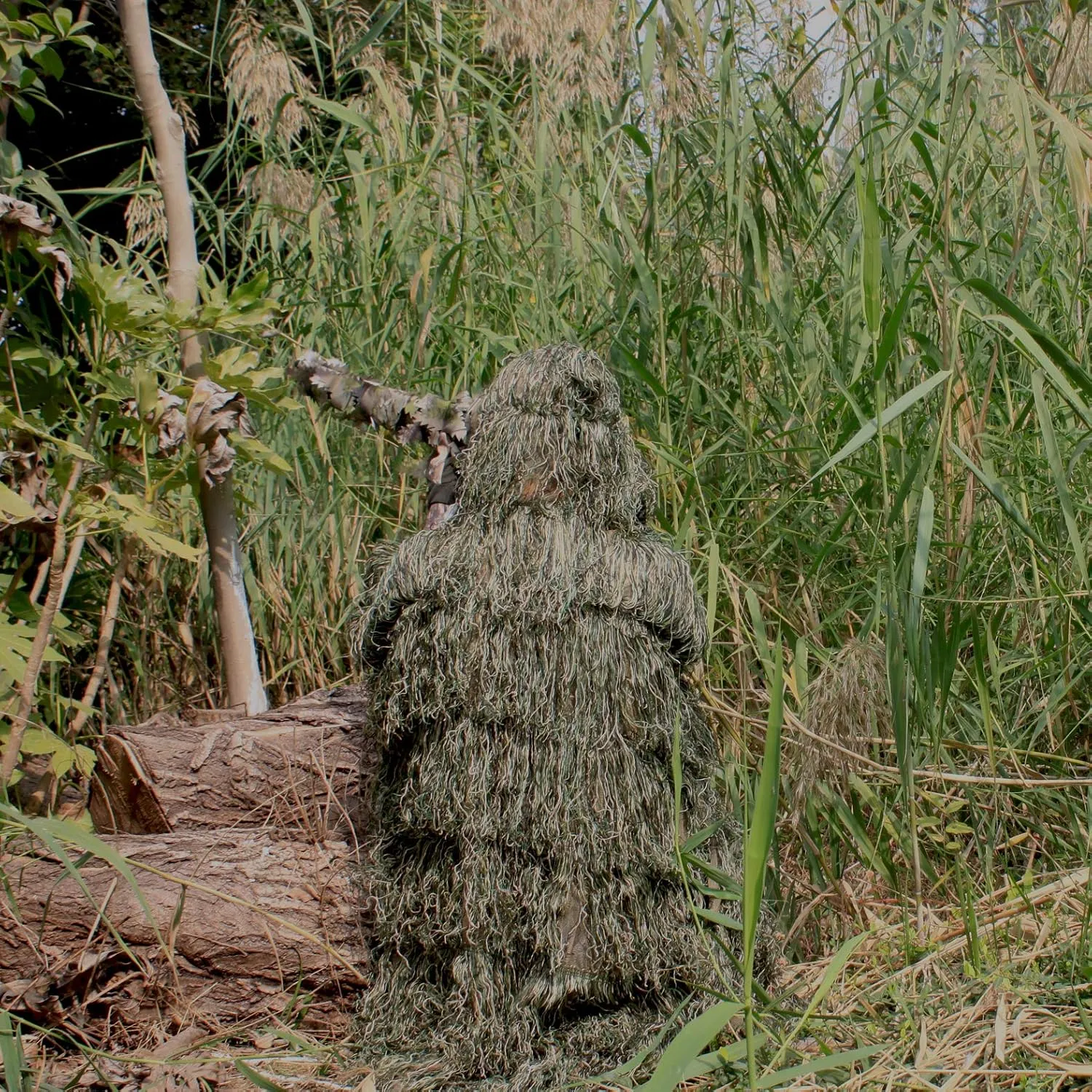 AUSCAMOTEK Ghillie Suit Poncho for Hunting Bird Watch Gilly Camouflage Cloak Green and Desert