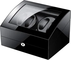 Automatic Watch Winder Box For 4 Watches 6 Storage With Key Wood Shell Piano Paint Exterior Adapter And Battery Powered Accessories,