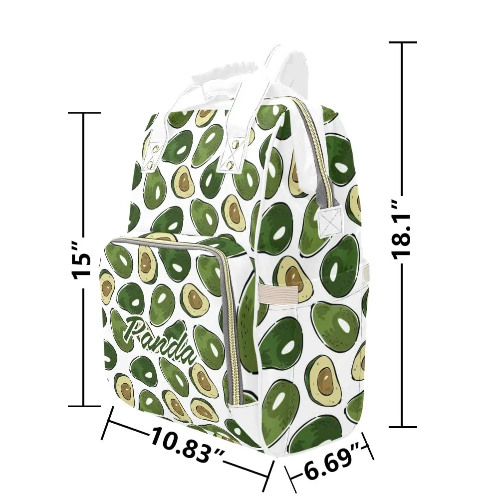 Avocado Green Diaper Bags Backpack with Name Personalized Baby Bag Nursing Nappy Bag Travel Tote Bag Gifts