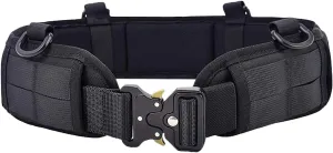 Azarxis Tactical Battle Belt Heavy Duty Molle Military Nylon Waist Belts Adjustable for Men Women Airsoft Shooting Paintball Hunting Outdoor Sports (Black - with Hook)