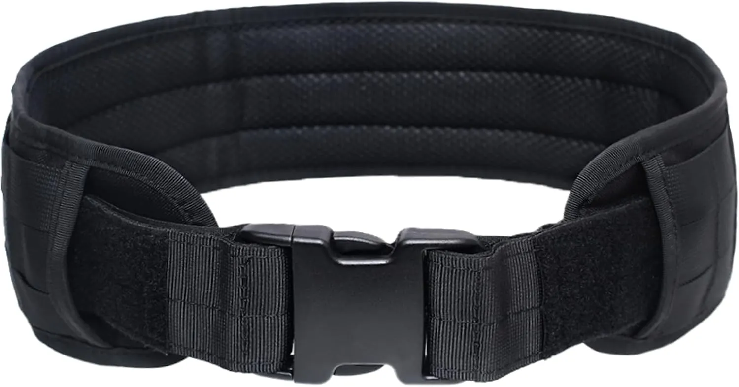 Azarxis Tactical Battle Belt Heavy Duty Molle Military Nylon Waist Belts Adjustable for Men Women Airsoft Shooting Paintball Hunting Outdoor Sports (Black)