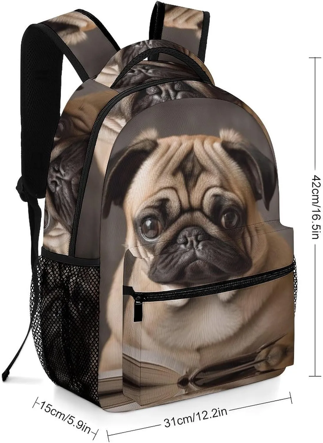 Backpacks Animal Pug Dog Travel Bag Laptop Backpack Casual Daypack for Weekender Business Hiking