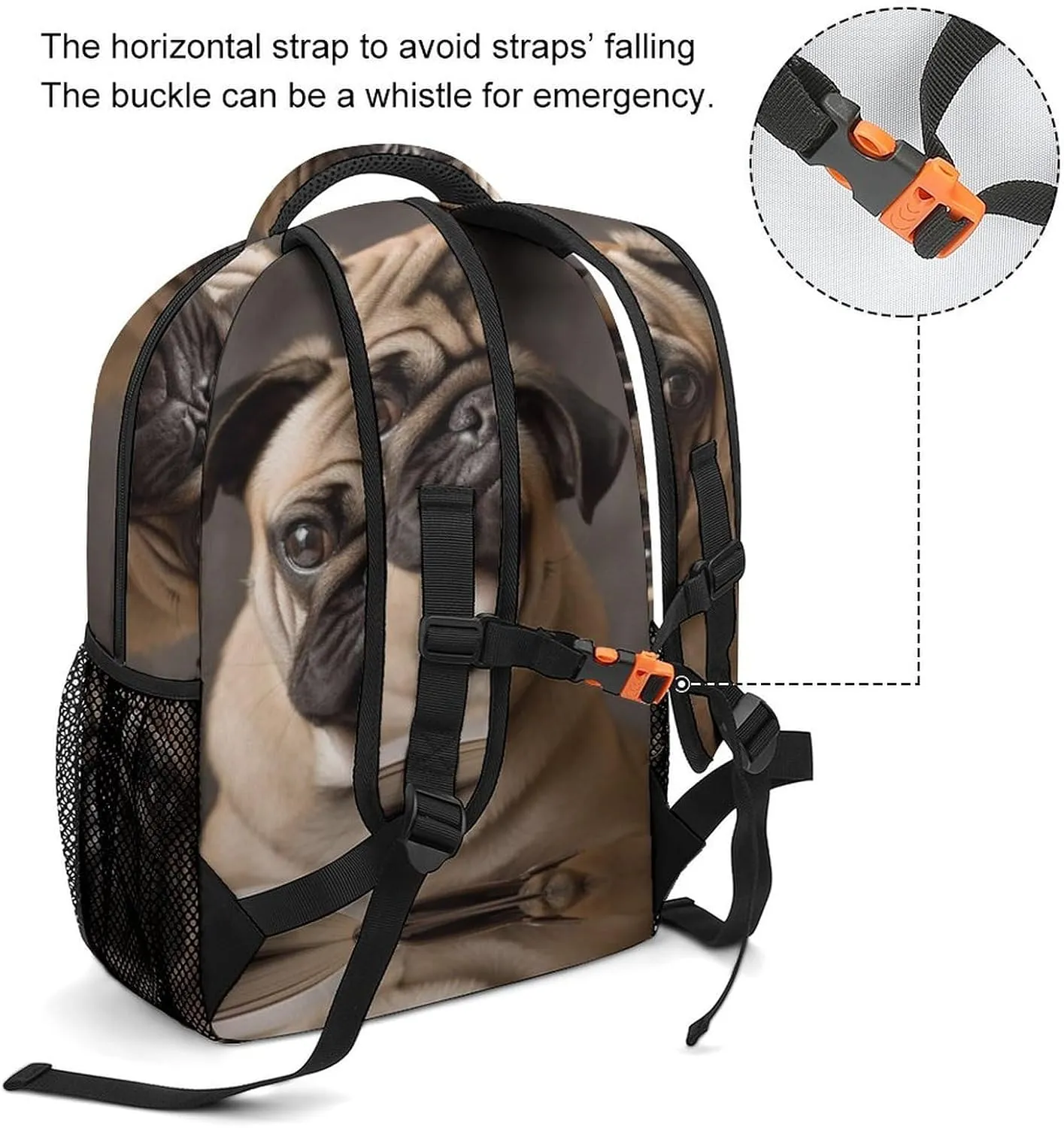 Backpacks Animal Pug Dog Travel Bag Laptop Backpack Casual Daypack for Weekender Business Hiking