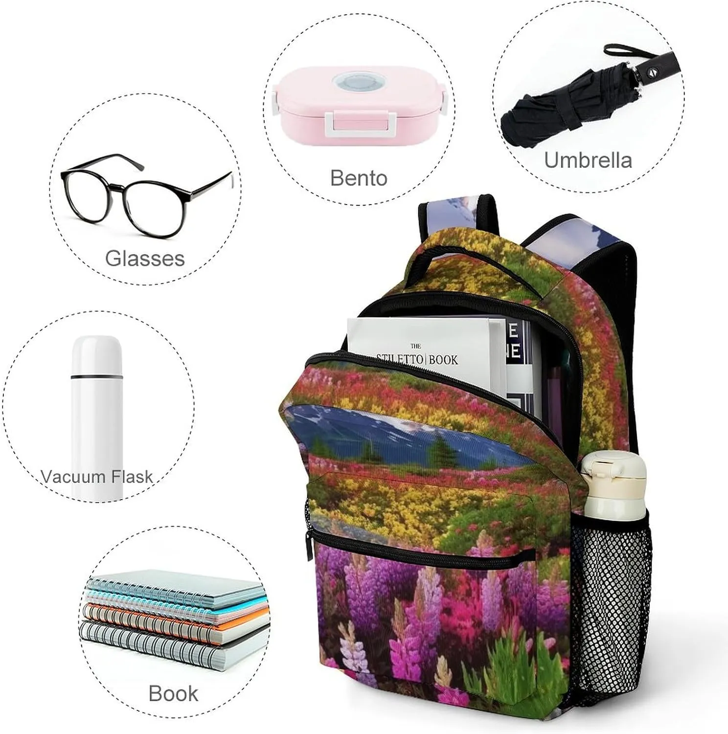 Backpacks Beautiful Flowers Mountain Travel Bag Laptop Backpack Casual Daypack for Weekender Business Hiking