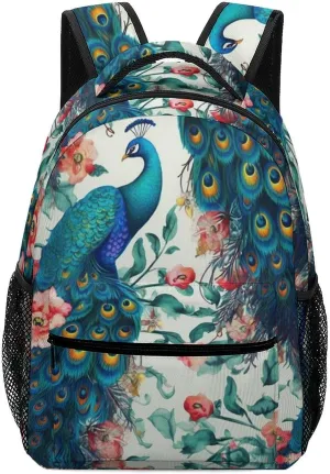 Backpacks Beautiful Peacock Flowers Travel Bag Laptop Backpack Casual Daypack for Weekender Business Hiking