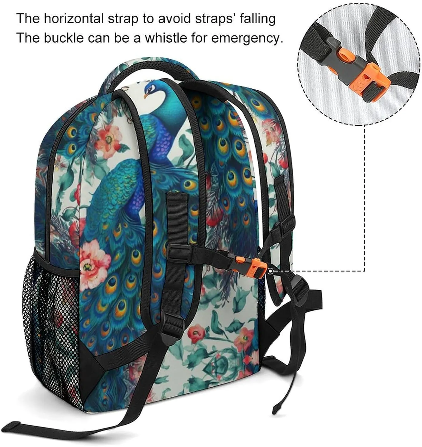 Backpacks Beautiful Peacock Flowers Travel Bag Laptop Backpack Casual Daypack for Weekender Business Hiking