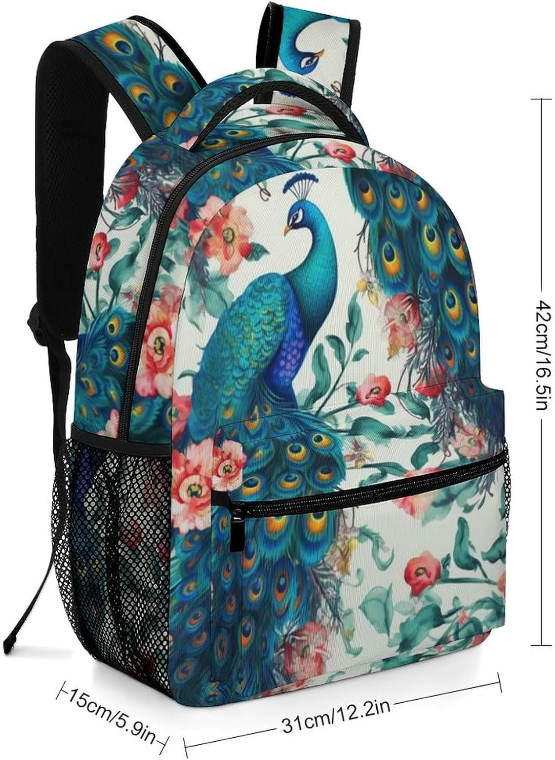 Backpacks Beautiful Peacock Flowers Travel Bag Laptop Backpack Casual Daypack for Weekender Business Hiking