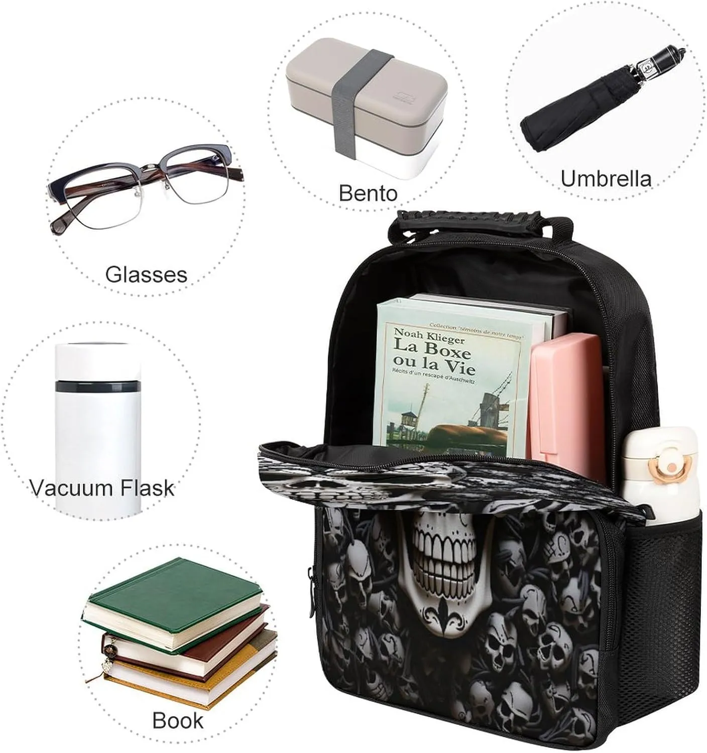 Backpacks Black And White Skulls Travel Bag Business Work Laptop Backpack