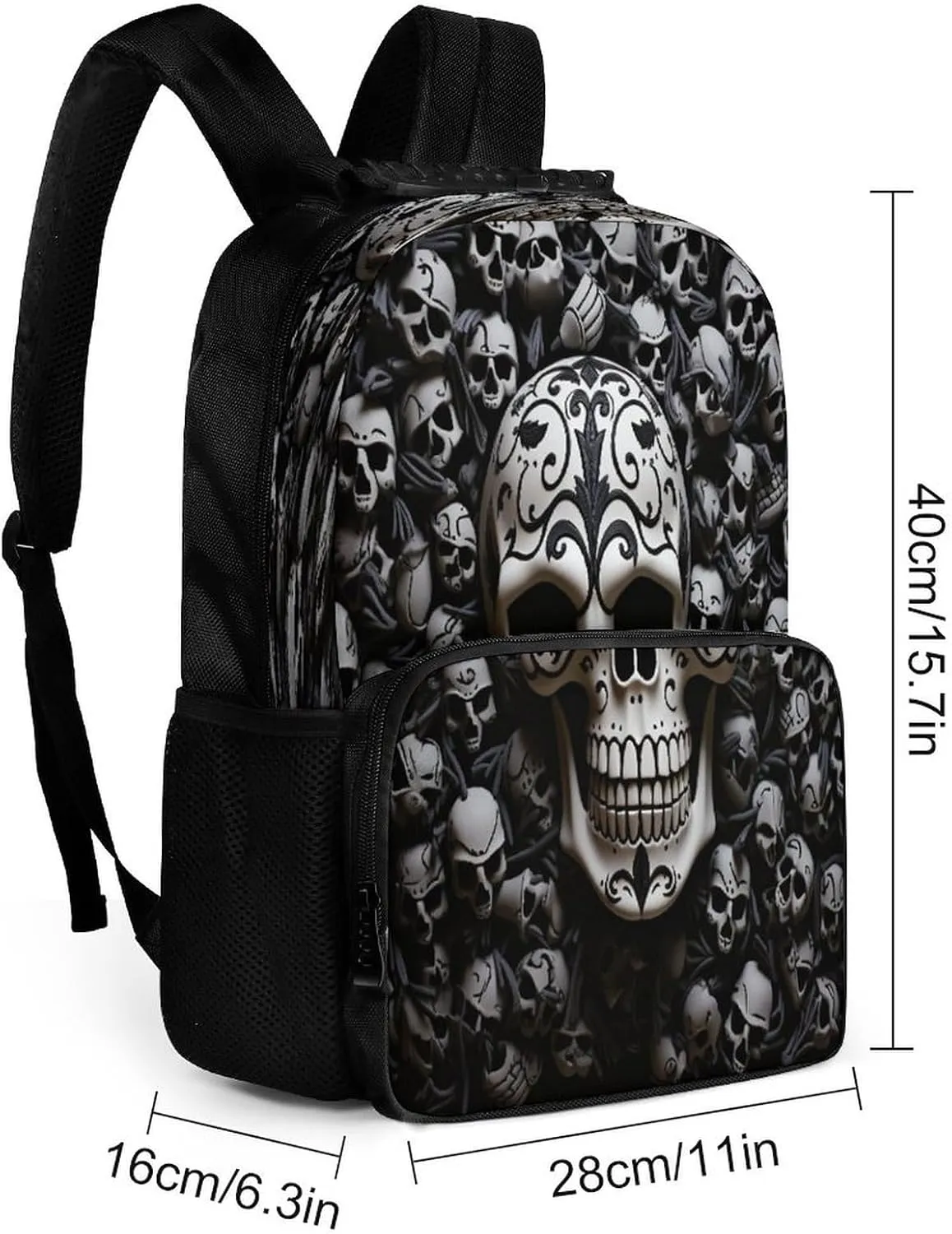Backpacks Black And White Skulls Travel Bag Business Work Laptop Backpack