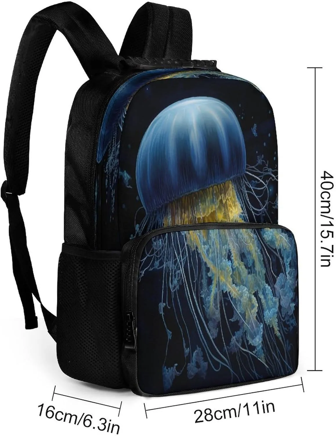 Backpacks Blue And Gold Jellyfish Travel Bag Business Work Laptop Backpack