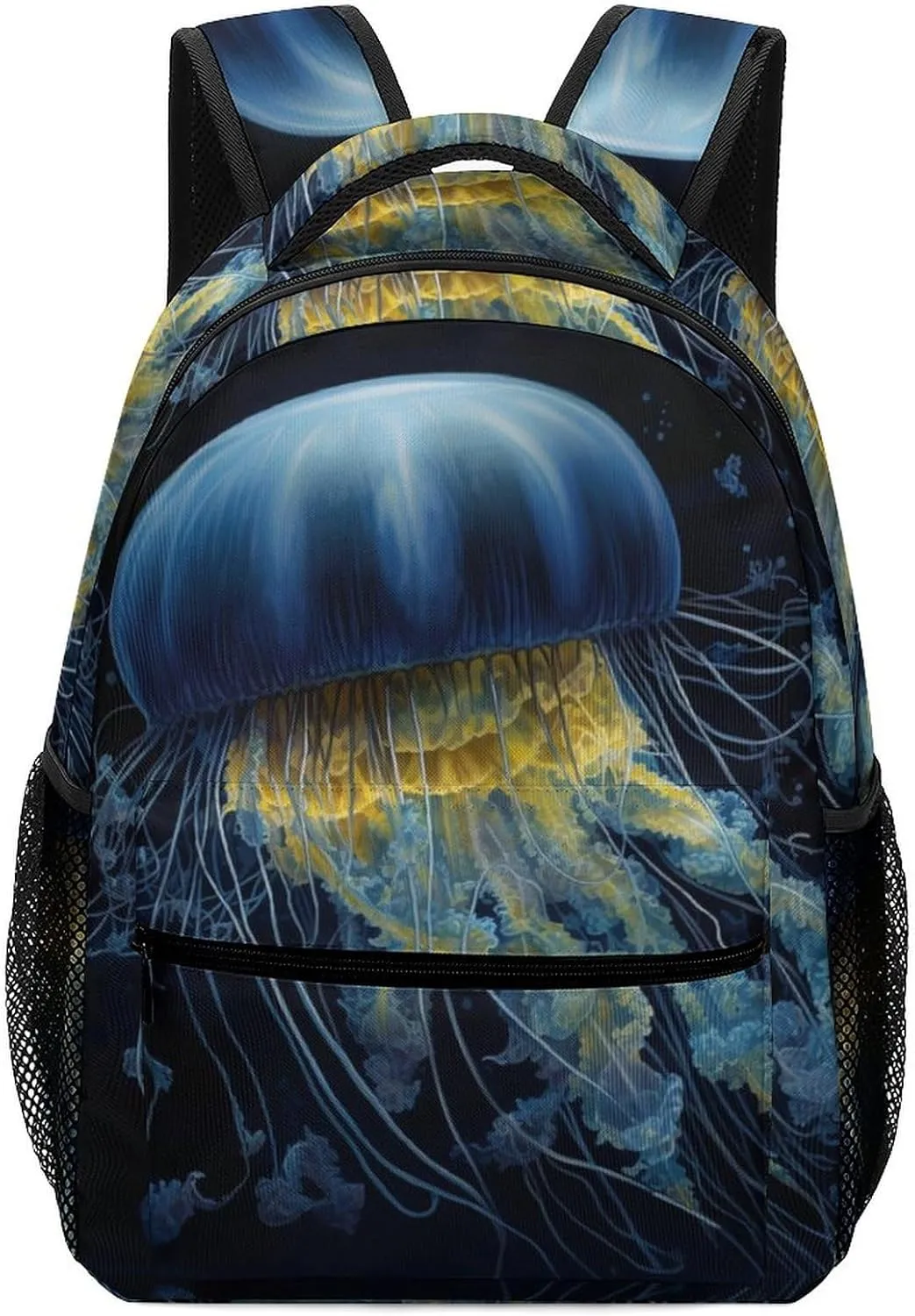 Backpacks Blue And Gold Jellyfish Travel Bag Laptop Backpack Casual Daypack for Weekender Business Hiking