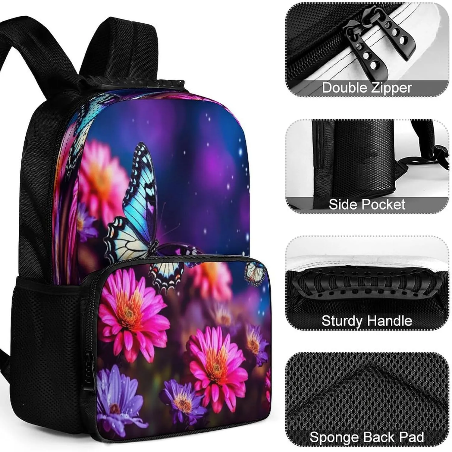 Backpacks Butterfly Beautiful Flowers Travel Bag Business Work Laptop Backpack