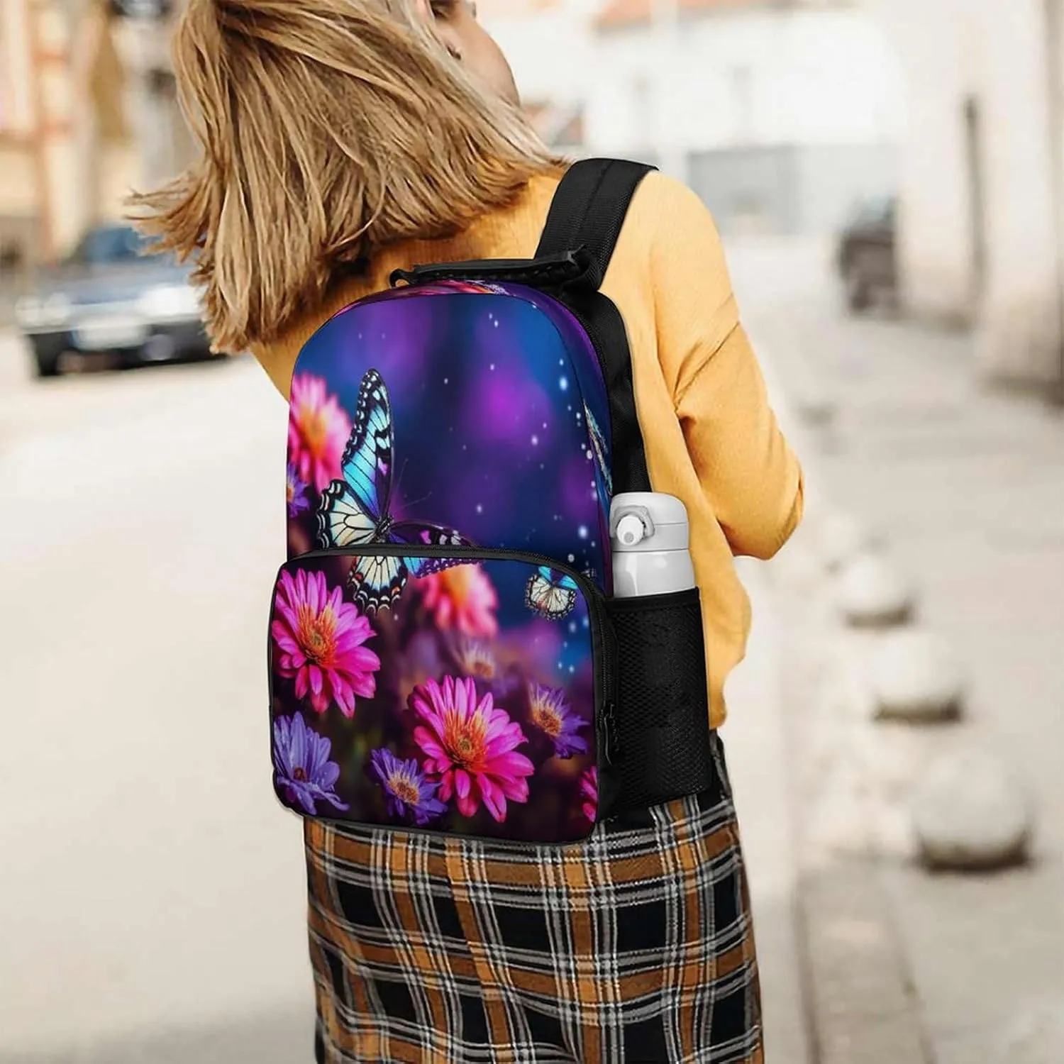 Backpacks Butterfly Beautiful Flowers Travel Bag Business Work Laptop Backpack