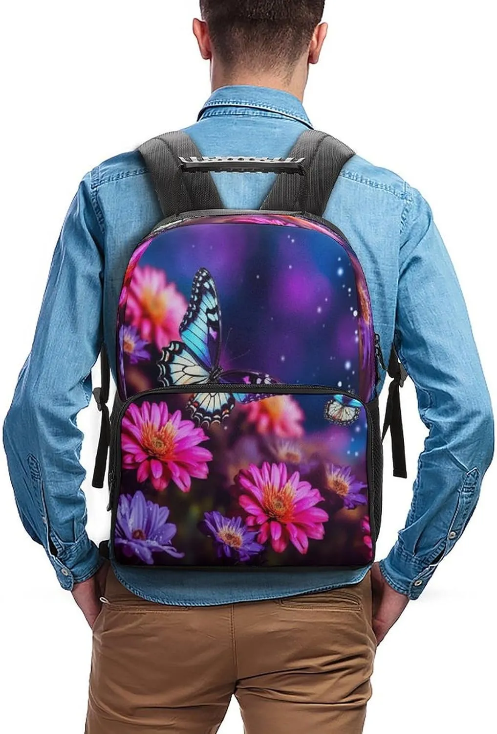 Backpacks Butterfly Beautiful Flowers Travel Bag Business Work Laptop Backpack