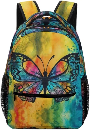 Backpacks Butterfly Tie Dye Travel Bag Laptop Backpack Casual Daypack for Weekender Business Hiking