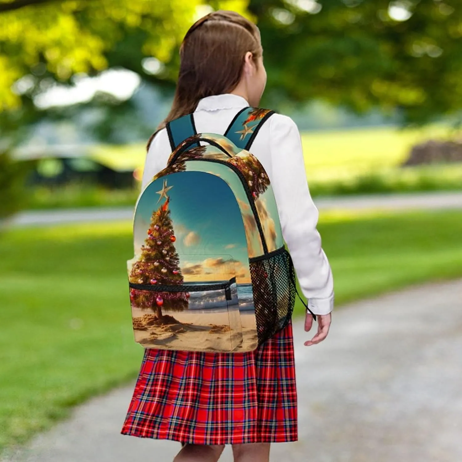 Backpacks Christmas Tree on The Beach Travel Bag Laptop Backpack Casual Daypack for Weekender Business Hiking