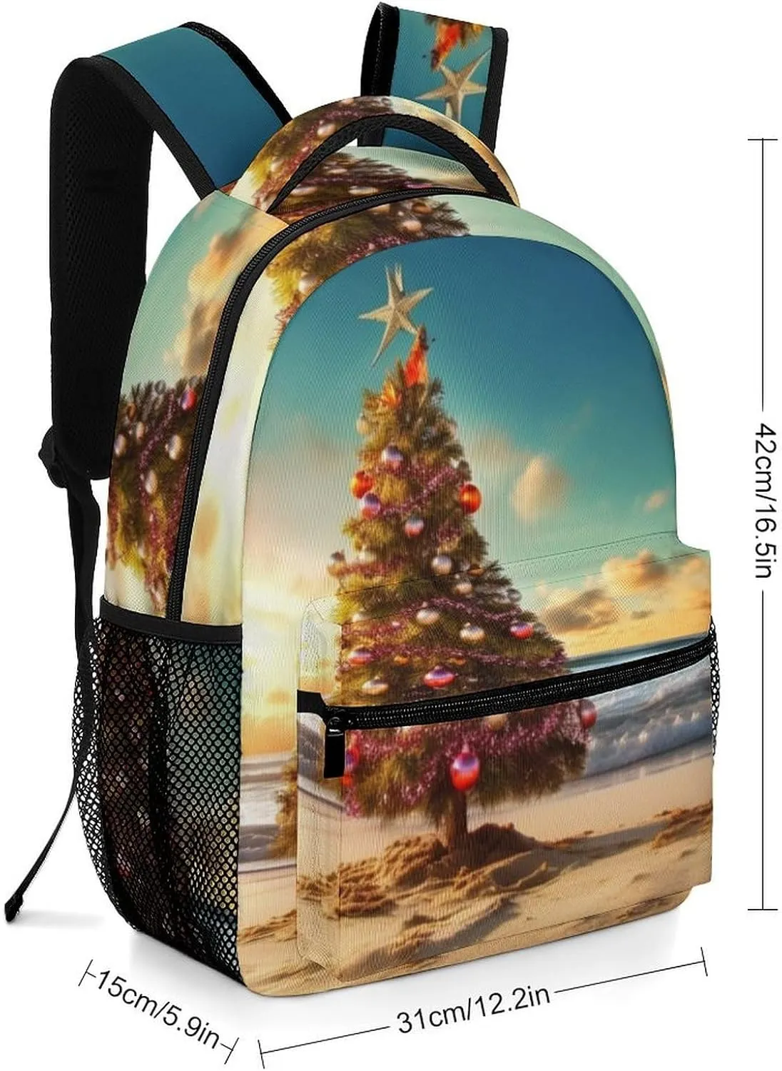 Backpacks Christmas Tree on The Beach Travel Bag Laptop Backpack Casual Daypack for Weekender Business Hiking