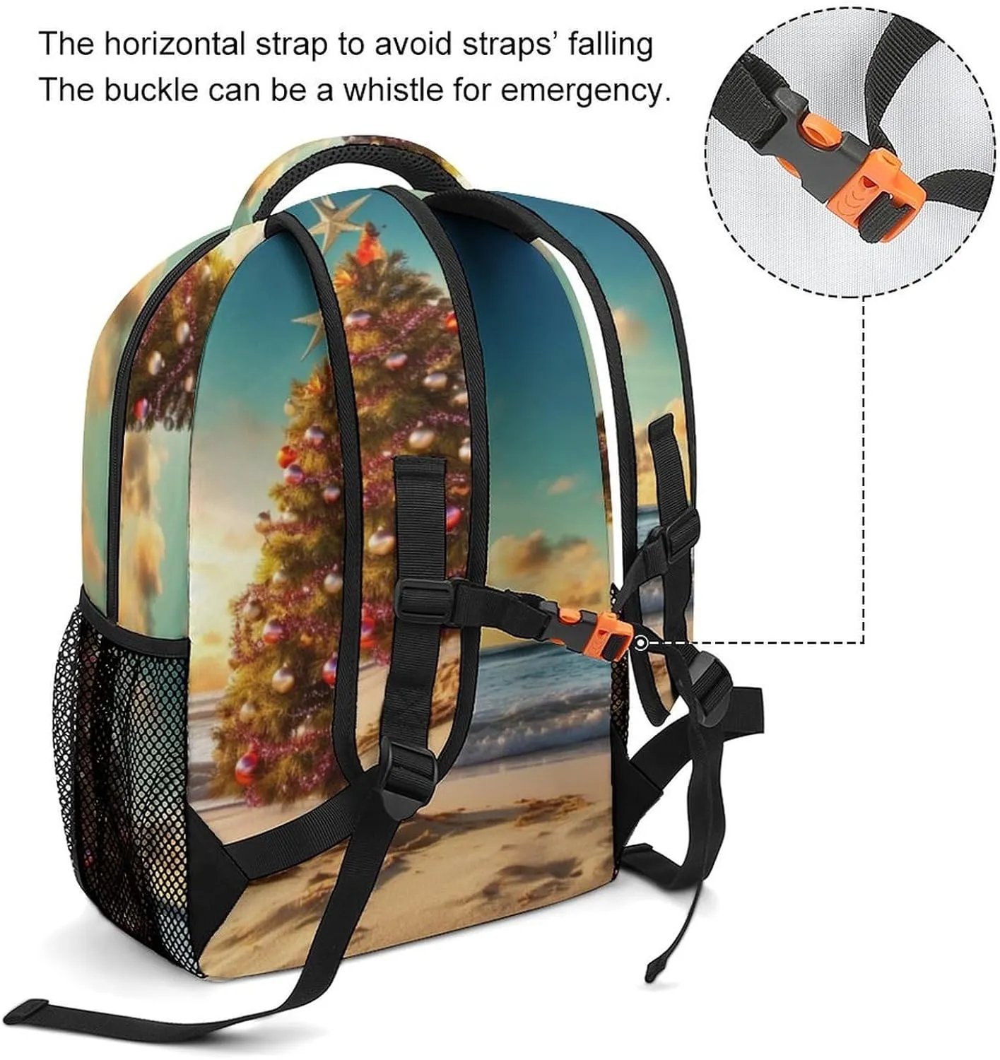 Backpacks Christmas Tree on The Beach Travel Bag Laptop Backpack Casual Daypack for Weekender Business Hiking