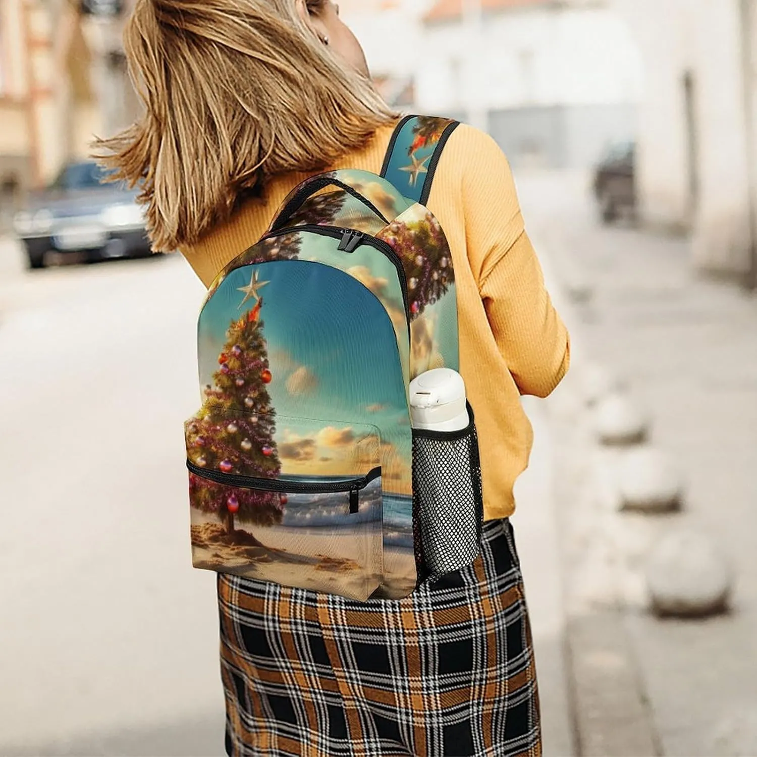 Backpacks Christmas Tree on The Beach Travel Bag Laptop Backpack Casual Daypack for Weekender Business Hiking