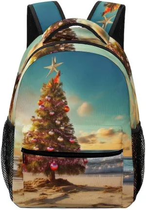 Backpacks Christmas Tree on The Beach Travel Bag Laptop Backpack Casual Daypack for Weekender Business Hiking