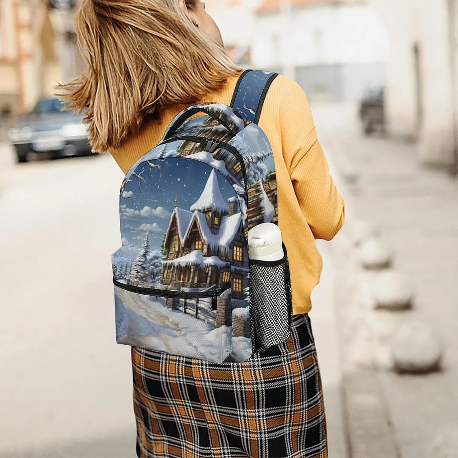 Backpacks Christmas Winter Happy Scene Travel Bag Laptop Backpack Casual Daypack for Weekender Business Hiking