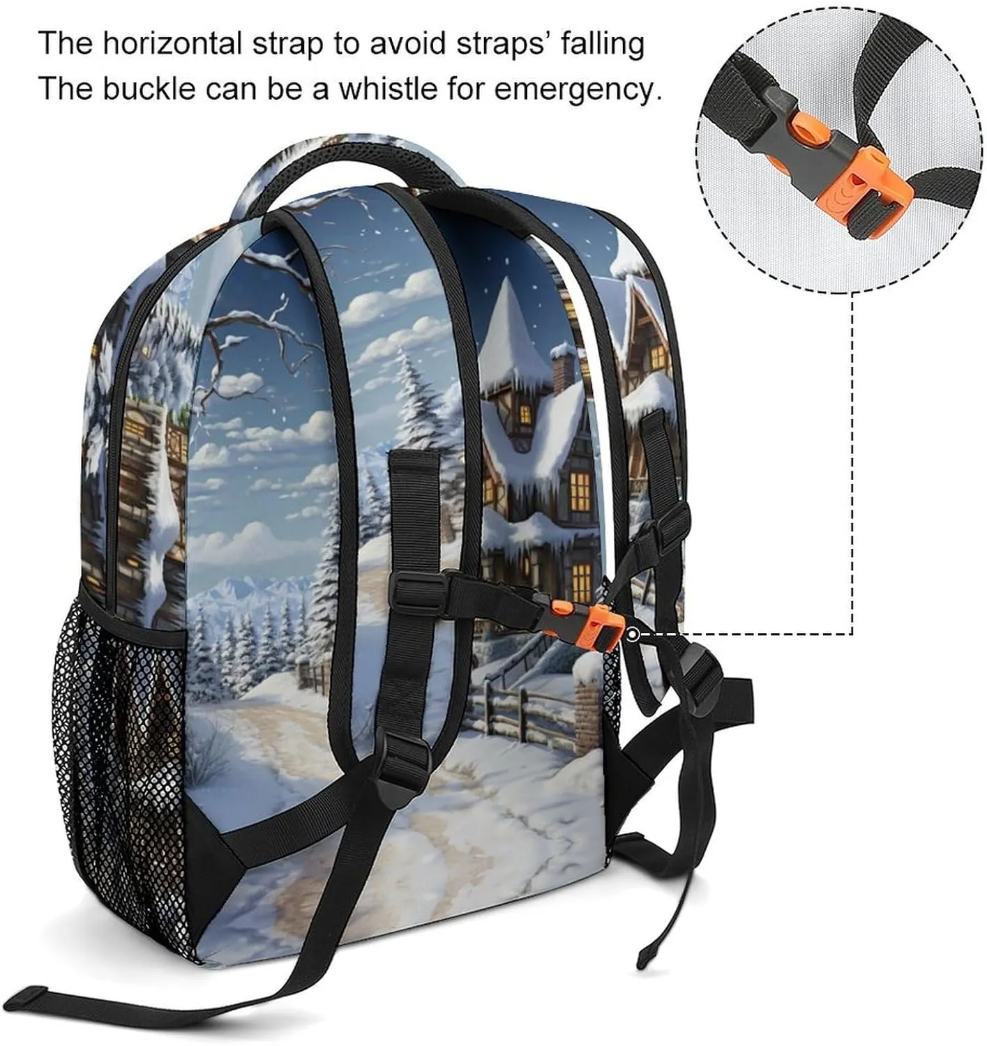 Backpacks Christmas Winter Happy Scene Travel Bag Laptop Backpack Casual Daypack for Weekender Business Hiking