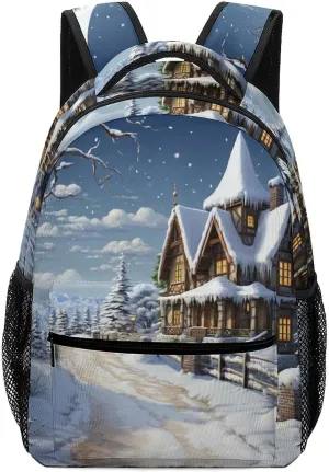 Backpacks Christmas Winter Happy Scene Travel Bag Laptop Backpack Casual Daypack for Weekender Business Hiking