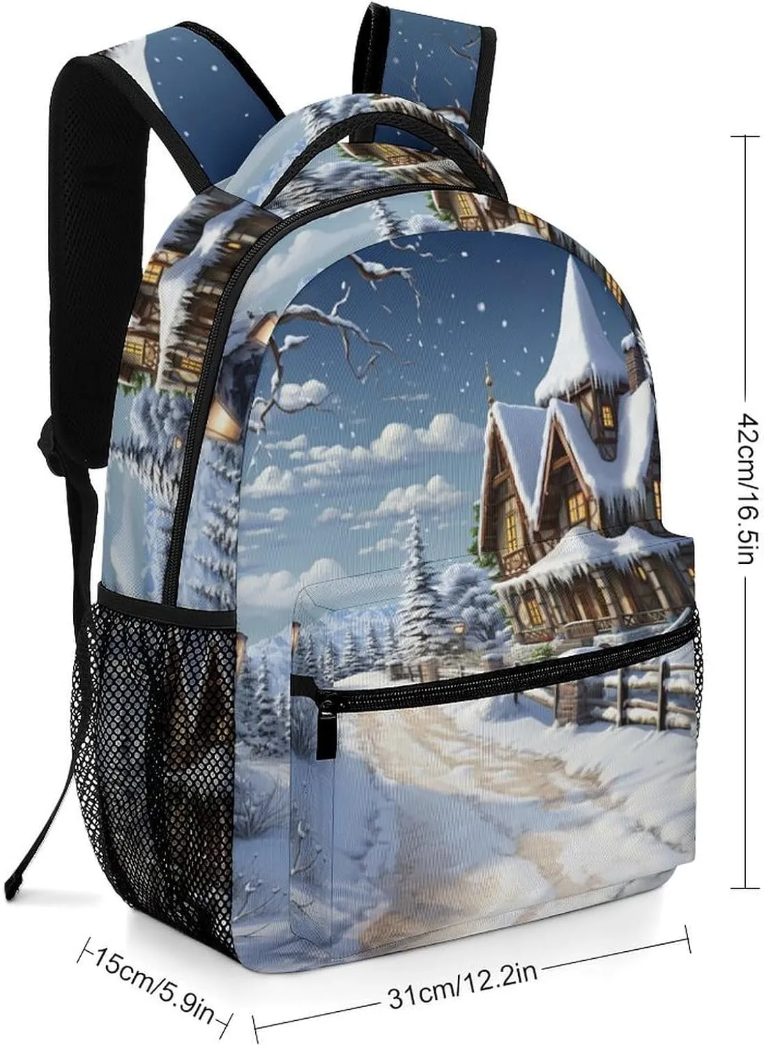 Backpacks Christmas Winter Happy Scene Travel Bag Laptop Backpack Casual Daypack for Weekender Business Hiking