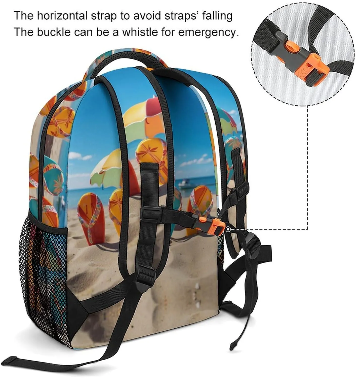 Backpacks Colorful Flip Flops Beach Ball Travel Bag Laptop Backpack Casual Daypack for Weekender Business Hiking