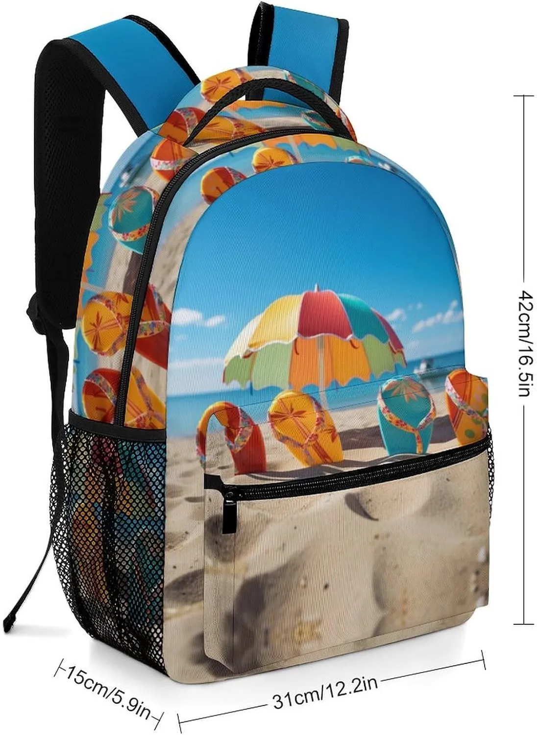Backpacks Colorful Flip Flops Beach Ball Travel Bag Laptop Backpack Casual Daypack for Weekender Business Hiking