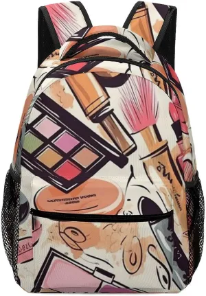 Backpacks Cosmetic And Makeup Theme Pattern Travel Bag Laptop Backpack Casual Daypack for Weekender Business Hiking