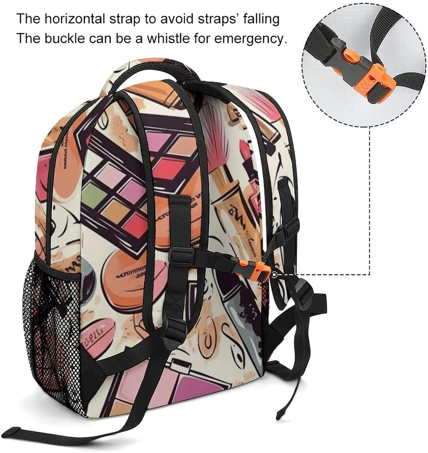 Backpacks Cosmetic And Makeup Theme Pattern Travel Bag Laptop Backpack Casual Daypack for Weekender Business Hiking