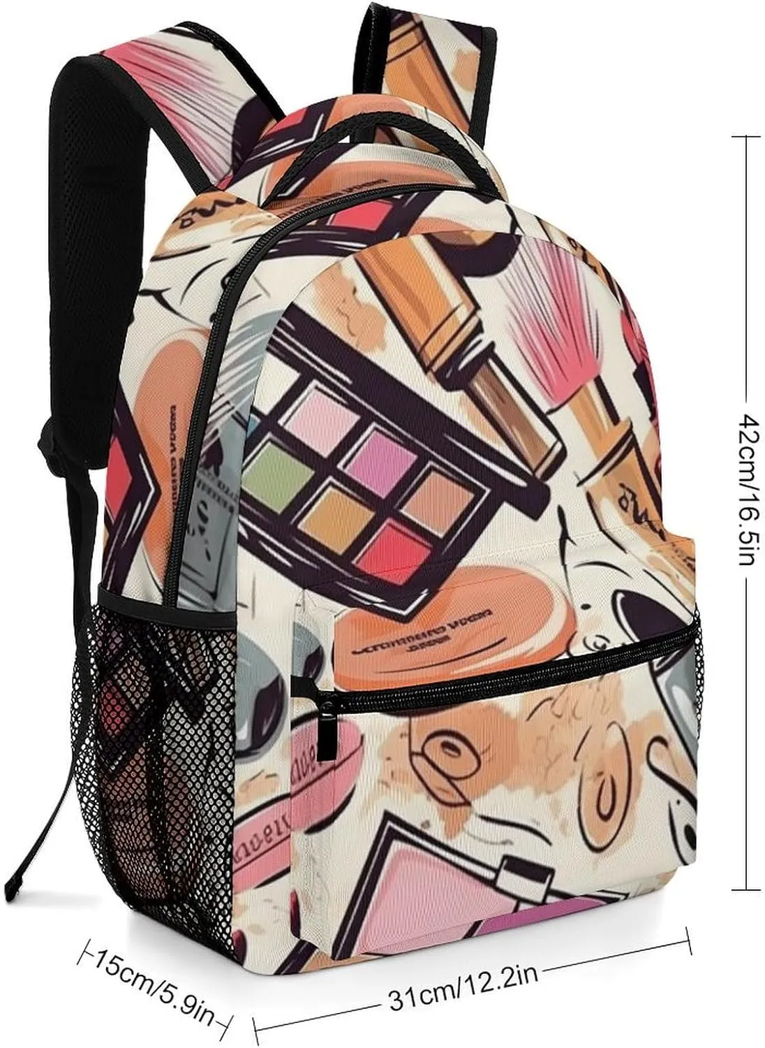 Backpacks Cosmetic And Makeup Theme Pattern Travel Bag Laptop Backpack Casual Daypack for Weekender Business Hiking