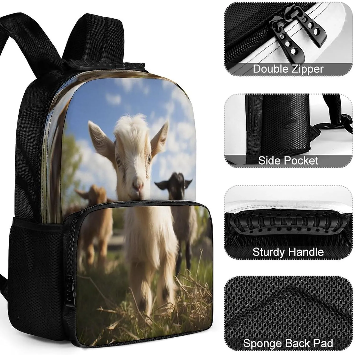 Backpacks Cute Goat Travel Bag Business Work Laptop Backpack, 40x28x16cm