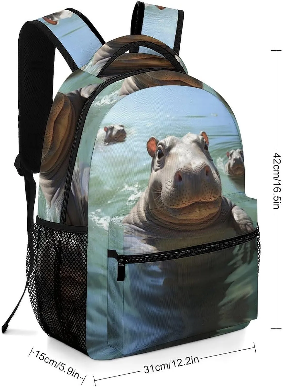 Backpacks Cute Hippos Travel Bag Laptop Backpack Casual Daypack for Weekender Business Hiking