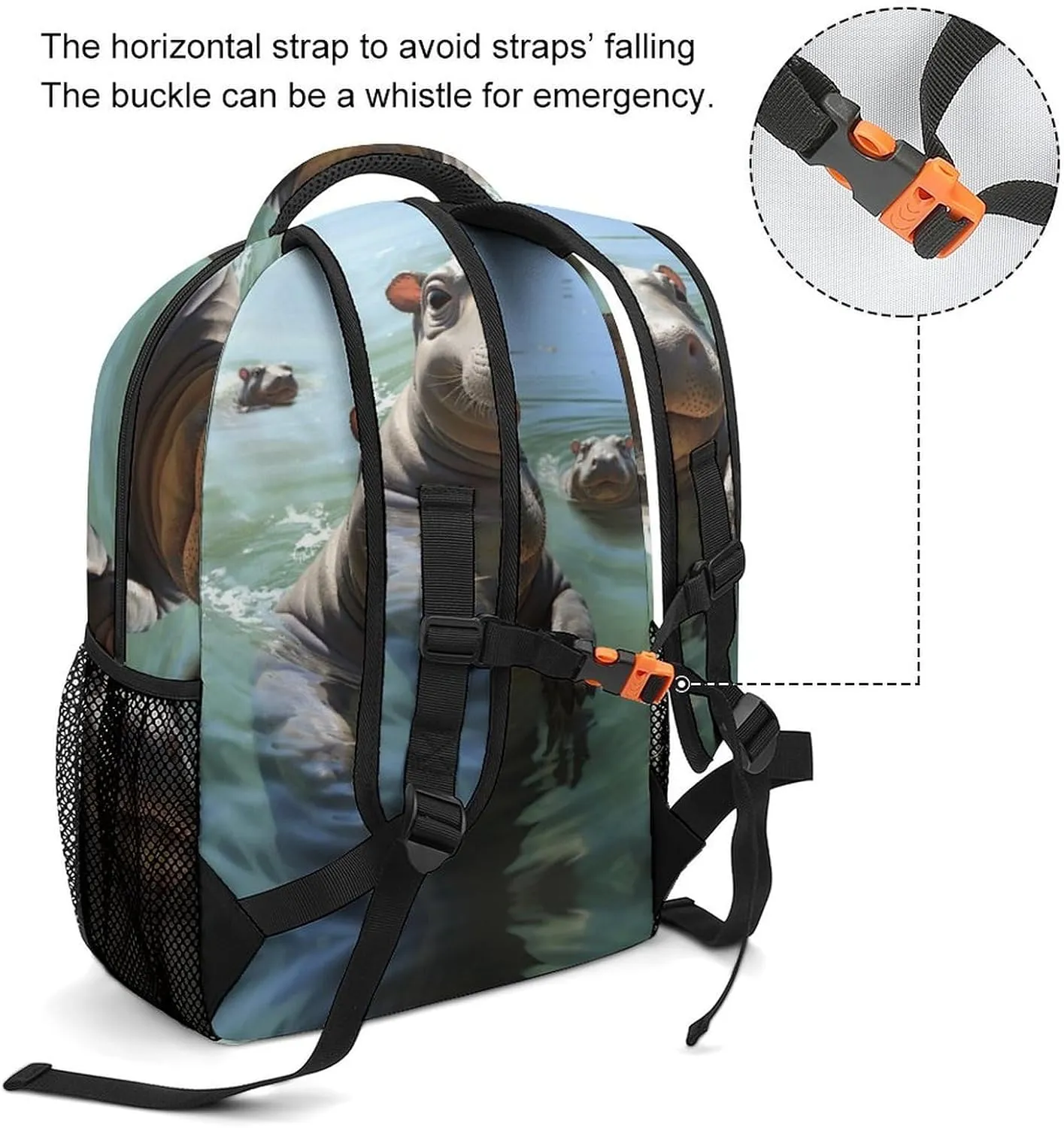 Backpacks Cute Hippos Travel Bag Laptop Backpack Casual Daypack for Weekender Business Hiking